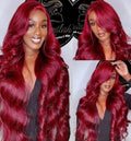 28 Inch HD Lace Wig 13x6 Human Hair 99J Burgandy Body Wave