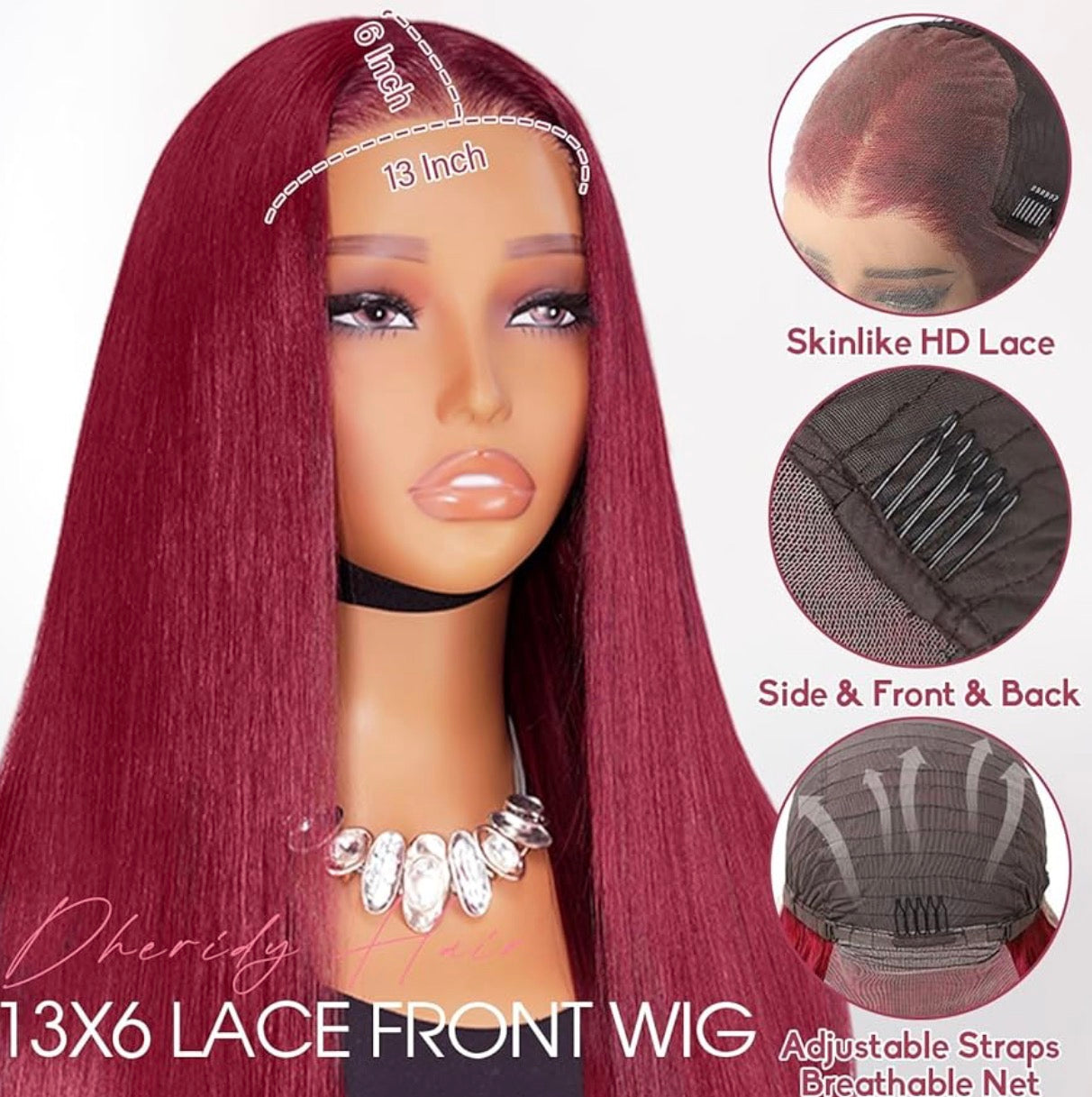 99J Burgundy 13x6 HD Lace Wig 28-32Inch Straight