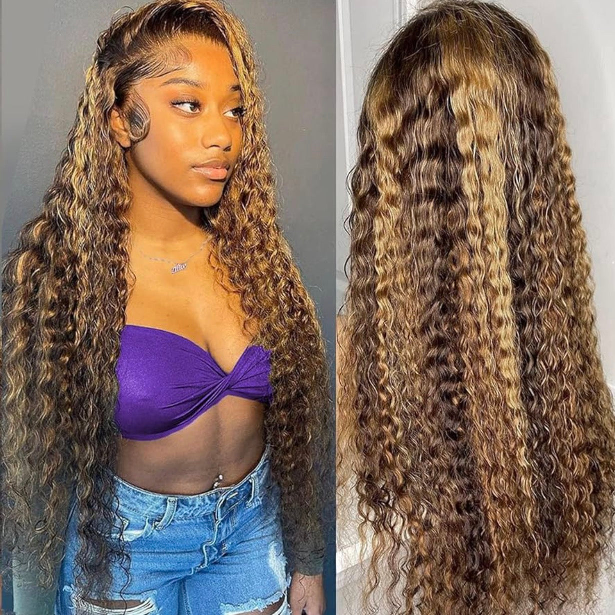 Brown & Blonde Deep Wave 13x4 Lace Front Wig