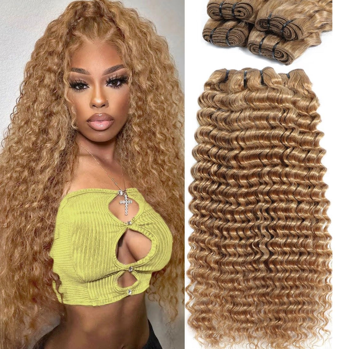 Deep Wave 3 Bundles Honey Blonde #27